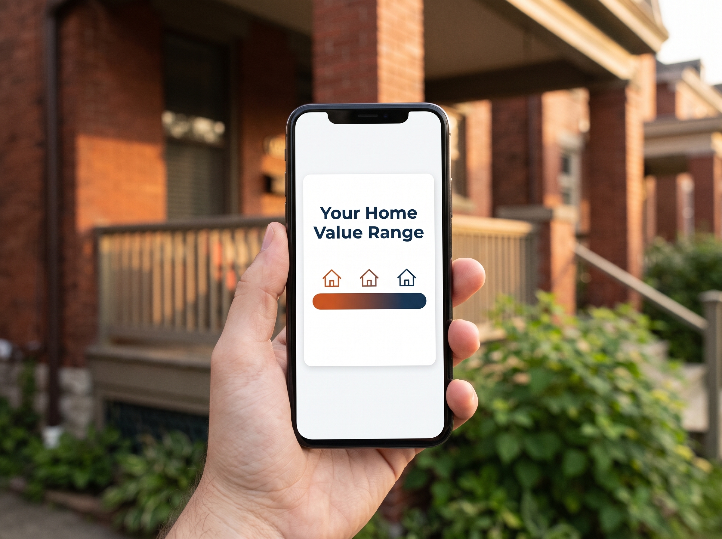 Phone showing a home value range from nearby home sales.