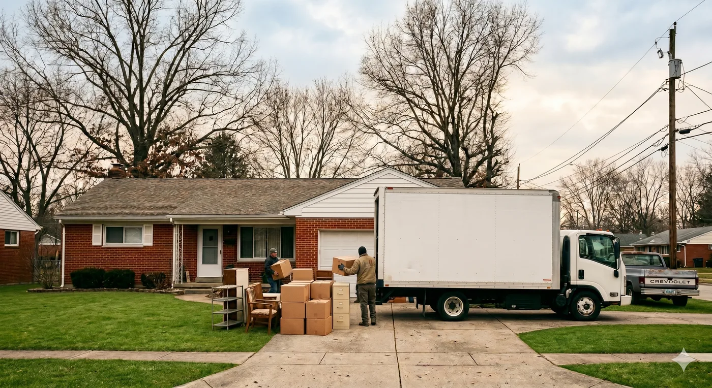 Metro One Properties estate cleanout crew loading a Cincinnati home for documented handoff